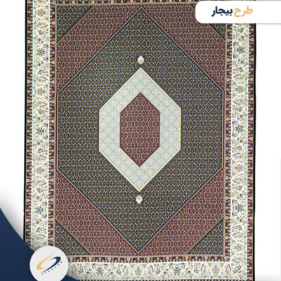 فرش طرح بیجار 1200 شانه رنگ مشکی - فرش کهکشان