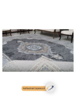 نمای نزدیک از فرش سیلور 1000 شانه طرح دیالوگ از شرکت فرش کهکشان